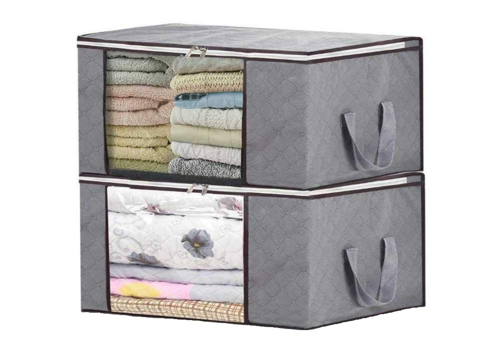 Opbergzak Organizer - Opbergtas en Organiser voor Dekbed en Kleding - Opvouwbaar - Grijs - 2 Stuks