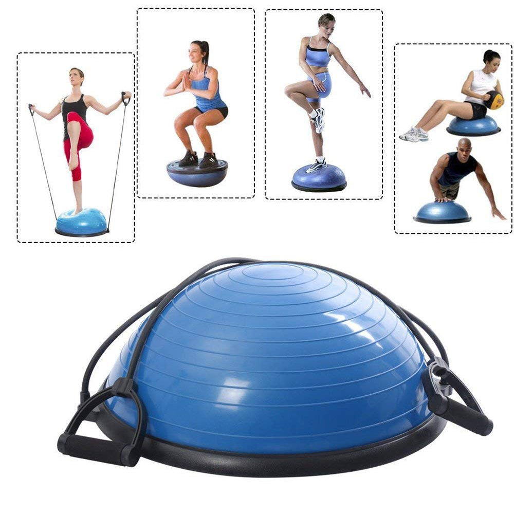SUNMOOL Balanstrainer - Balance board - Balance trainer - Balanstrainer - Balansbal met Fitness Elastieken - Inclusief Pomp - Blauw