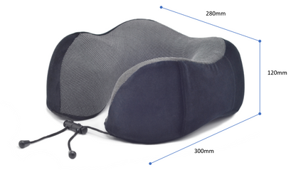 Memory Foam Nekkussen Inclusief Slaapmasker & Oordopjes - Reiskussen - Vliegtuig Kussen - Travel Pillow : Zwart