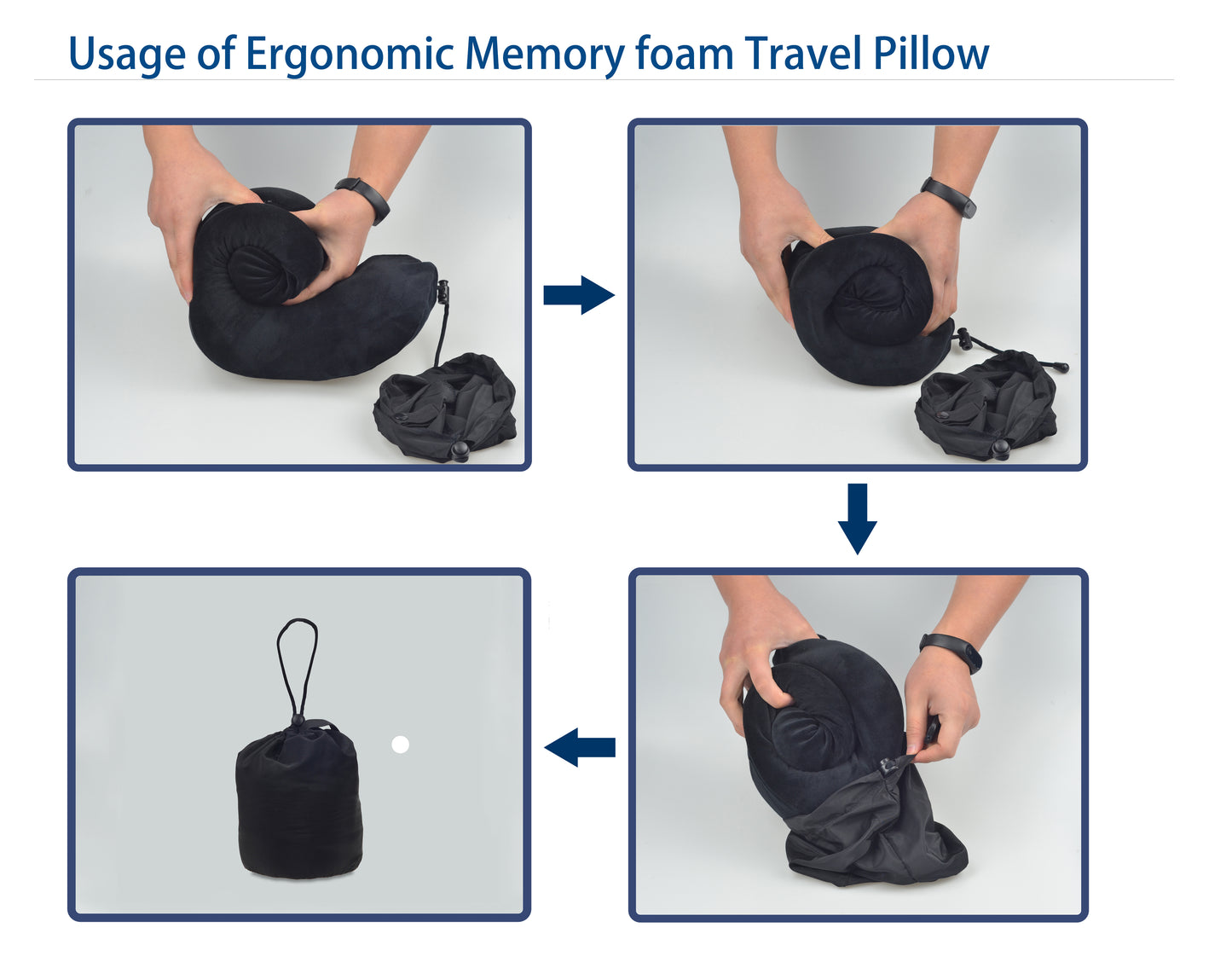 Memory Foam Nekkussen Inclusief Slaapmasker & Oordopjes - Reiskussen - Vliegtuig Kussen - Travel Pillow : Zwart