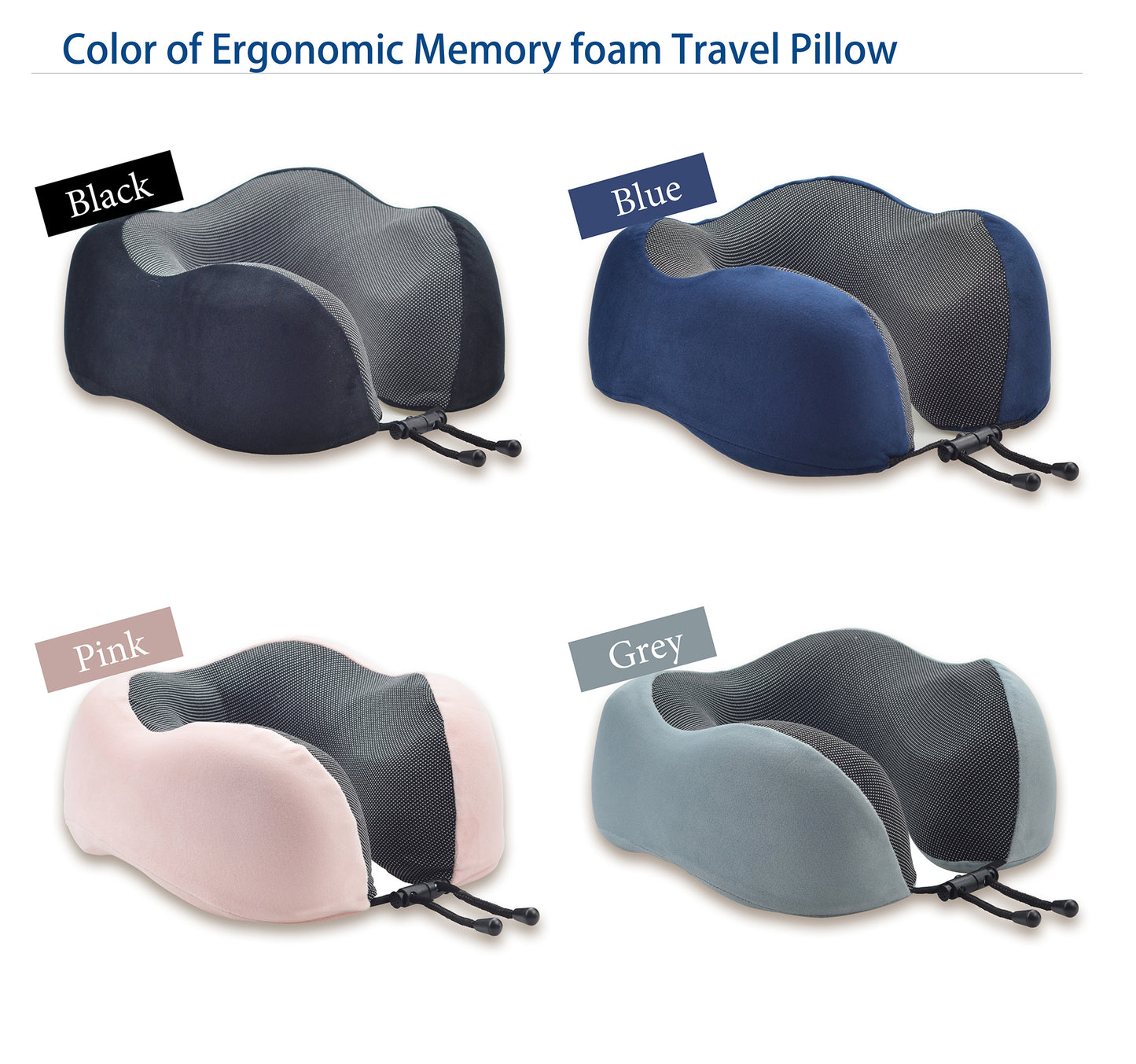 Memory Foam Nekkussen Inclusief Slaapmasker & Oordopjes - Reiskussen - Vliegtuig Kussen - Travel Pillow : Zwart